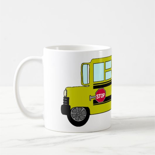 Gelber Schulbus mit Stoppschild Kaffeetasse (Links)