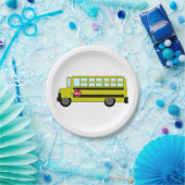 Gelber Schulbus mit Stoppschild Pappteller (Party)