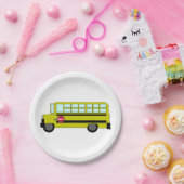 Gelber Schulbus mit Stoppschild Pappteller (Party)
