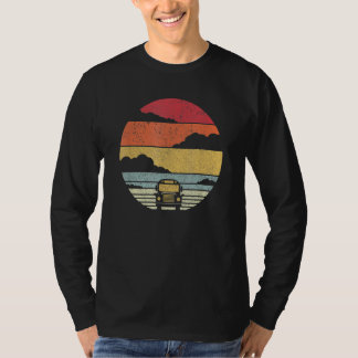 Gelber Schulbus Vintager Sunset School Busfahrer T-Shirt