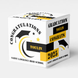 Gelber Schwarz-weißer Abschluss 2025 Benutzerdefin Geschenkschachtel