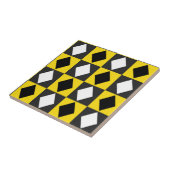 Gelber Schwarz-weißer Rhombus Diamantform Fliese (Seite)