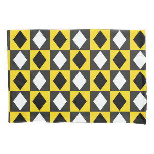 Gelber Schwarz-weißer Rhombus Diamantform Kissenbezug