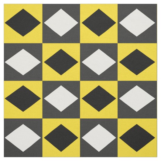 Gelber Schwarz-weißer Rhombus Diamantform Stoff (Muster)