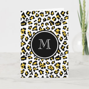 Gelber schwarzer Leopard-Tierdruck mit Monogramm