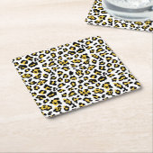 Gelber schwarzer Leopard-Tierdruck-Muster Rechteckiger Pappuntersetzer (angewinkelt)