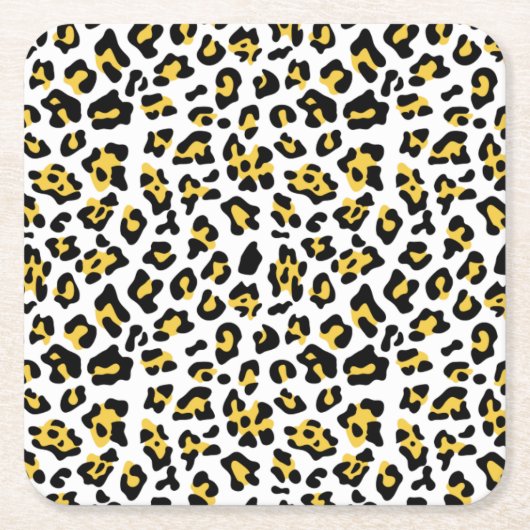 Gelber schwarzer Leopard-Tierdruck-Muster Rechteckiger Pappuntersetzer (Vorderseite)