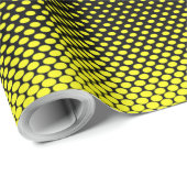 Gelber schwarzer Polka Dot Halftone Hintergrund Geschenkpapier (Rolleneckpunkt)