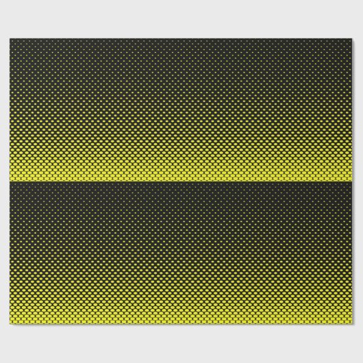 Gelber schwarzer Polka Dot Halftone Hintergrund Geschenkpapier (Flach)