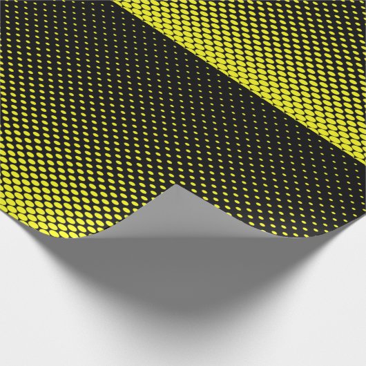 Gelber schwarzer Polka Dot Halftone Hintergrund Geschenkpapier (Ecke)