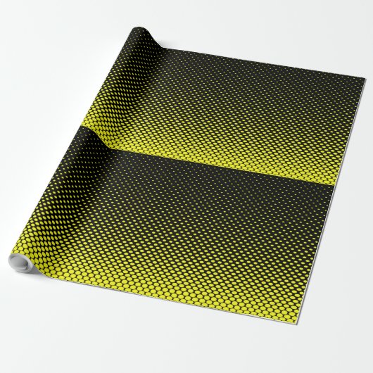 Gelber schwarzer Polka Dot Halftone Hintergrund Geschenkpapier (Ungerollt)