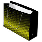 Gelber schwarzer Polka Dot Halftone Hintergrund Große Geschenktüte (Vorderseite Schrägansicht)