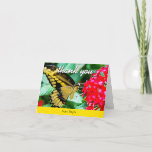 Gelber schwarzer Schmetterling Foto individuelle D Dankeskarte
