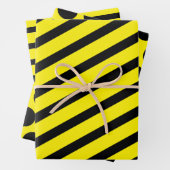 Gelber schwarzer Streifen Geschenkpapier Set (Beispiel)