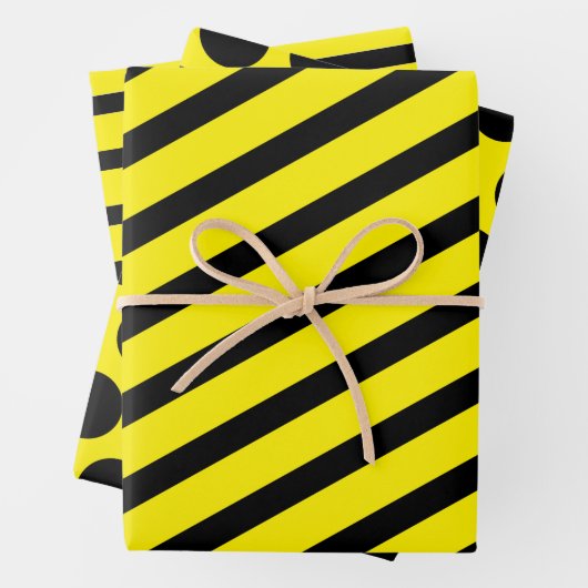 Gelber schwarzer Streifen Geschenkpapier Set (Beispiel)