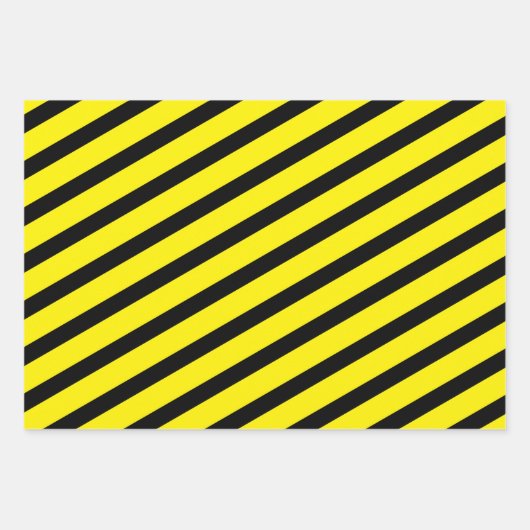 Gelber schwarzer Streifen Geschenkpapier Set (Vorderseite)