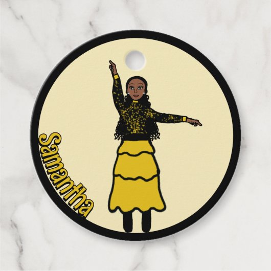 Gelber schwarzer Tiered Dancer #1 Geschenkanhänger (Vorderseite)