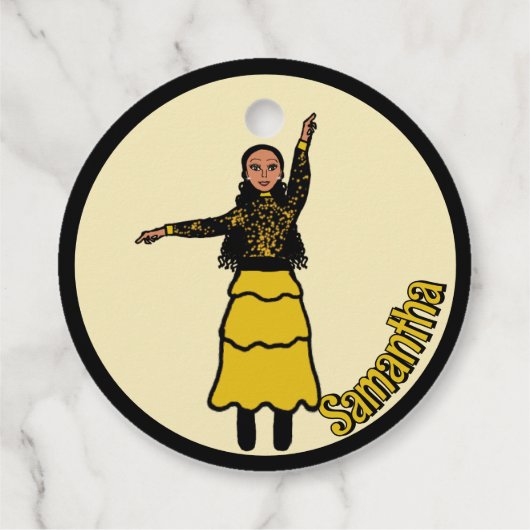 Gelber schwarzer Tiered Dancer #2 Geschenkanhänger (Rückseite)