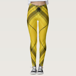 Gelber schwarzer Trendy diagonaler Tartan kariert Leggings