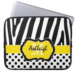 Gelber schwarzer Zebra Stripes Laptopschutzhülle