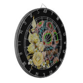 Gelber schwarzer Zucker-Schädeltag der Toten Dartscheibe (Vorderseite Links)