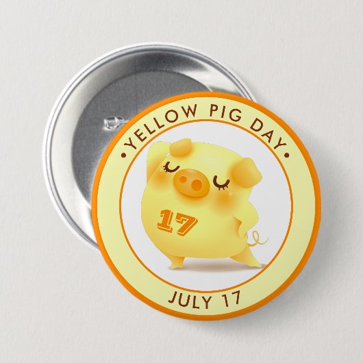 Gelber Schweinetag, 17 Button (Vorne & Hinten)