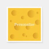 Gelber Schweizer Käseschnitt mit Löchern eigens lu Serviette (Vorderseite)