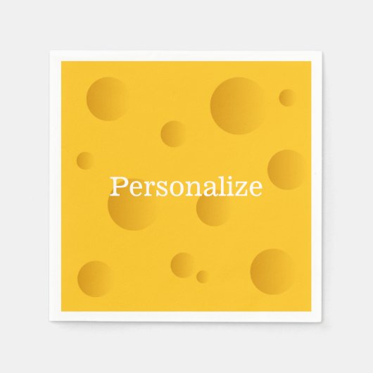 Gelber Schweizer Käseschnitt mit Löchern eigens lu Serviette (Vorderseite)