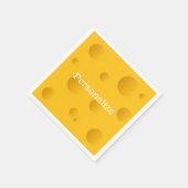 Gelber Schweizer Käseschnitt mit Löchern eigens lu Serviette (Ecke)