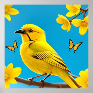 🐦 Gelber Singvogel-Ast-Wandkunst-Geschenk 🎁 Poster