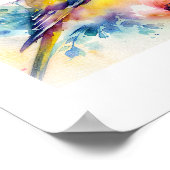 Gelber Singvogel-Blumen-Wasserfarbenposter  Poster (Ecke)