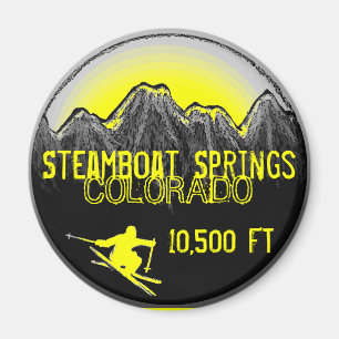Gelber Skimagnet Steamboat Springs Colorado Magnet