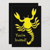 Gelber Skorpion Einladung (Vorne/Hinten)