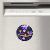 Gelber Smiley über Blumen Magnet (In Situ (Geschirrspüler))