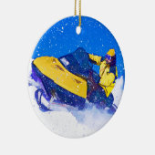 Gelber Snowmobile im Blizzard Keramikornament (Rechts)