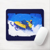 Gelber Snowmobile im Blizzard Mousepad (Mit Mouse)