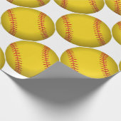 Gelber Softball Geschenkpapier (Ecke)