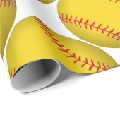 Gelber Softball Geschenkpapier (Rolleneckpunkt)