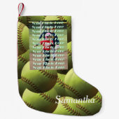 Gelber Softball mit Spieler-Foto Kleiner Weihnachtsstrumpf (Vorderseite)
