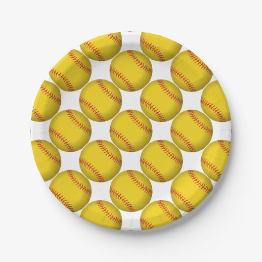 Gelber Softball Pappteller (Vorderseite)