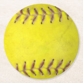 Gelber Softball  Runder Pappuntersetzer (Vorderseite)