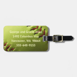 Gelber Softball-Single Gepäckanhänger