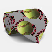 Gelber Softball-Stern Krawatte (Gerollt)