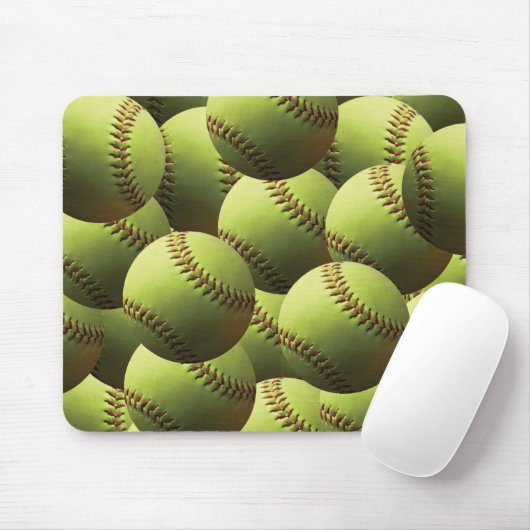 Gelber Softball tapeziert Mousepad (Mit Mouse)
