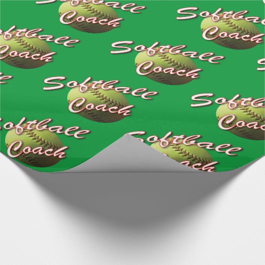 Gelber Softball-Trainer auf Feld-Grün Geschenkpapier (Ecke)
