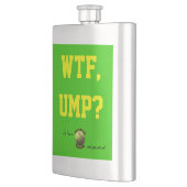 Gelber Softball-Zug WTF Ump? Flachmann (Links)