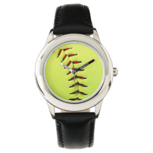 Gelber Softballball Armbanduhr