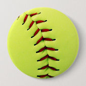 Gelber Softballball Button (Vorderseite)