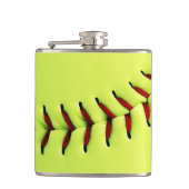 Gelber Softballball Flachmann (Vorderseite)