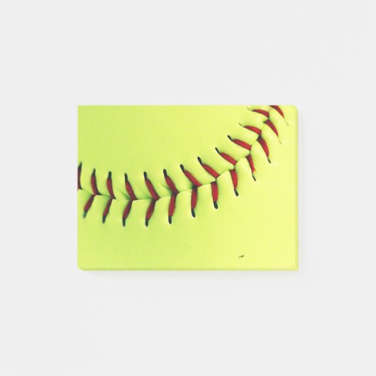 Gelber Softballball Post-it Klebezettel (Vorderseite)